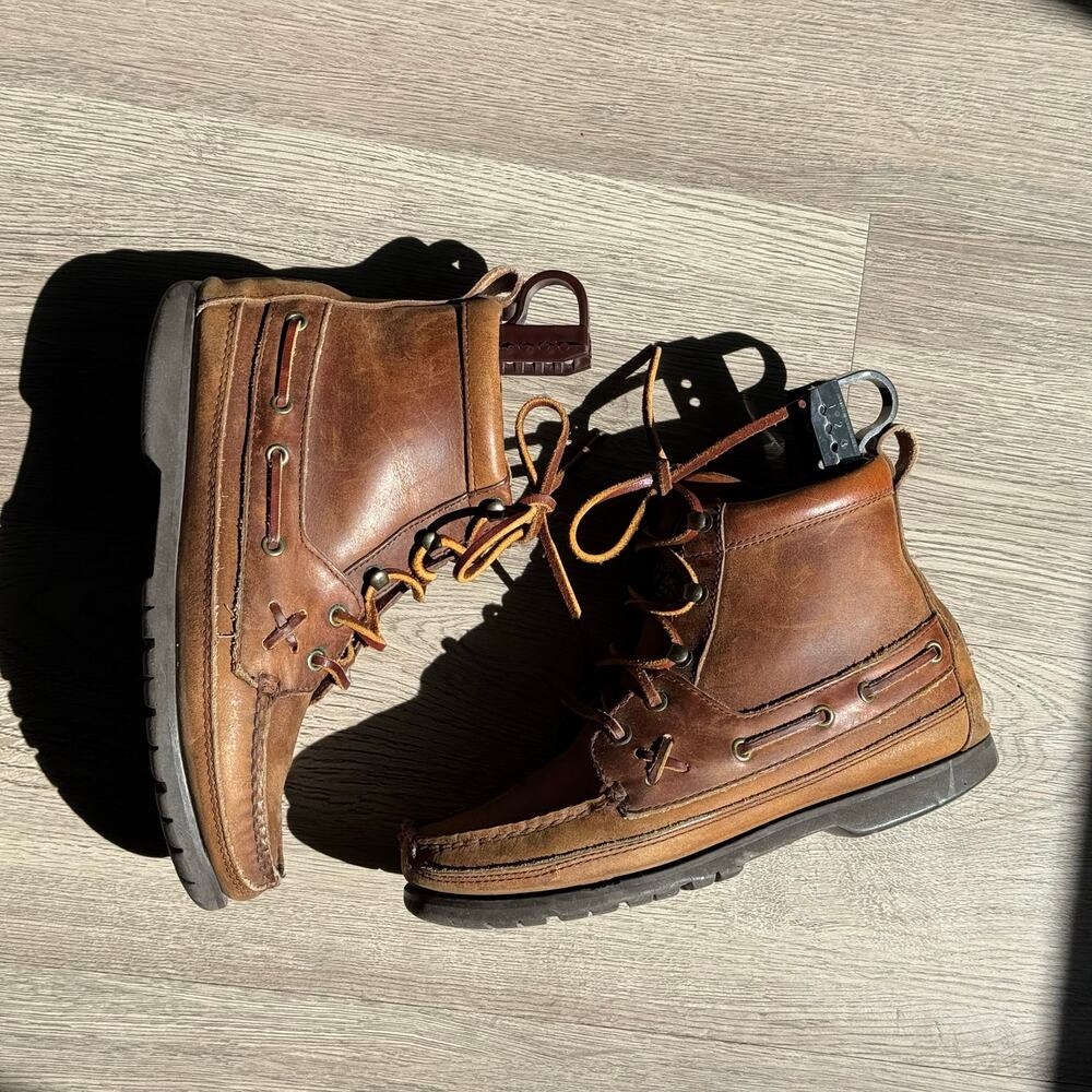 VTG Polo Country Ralph Lauren Women’s 6.5B Leather Moc Toe Ranger Hiking Boots - Picture 7 of 16